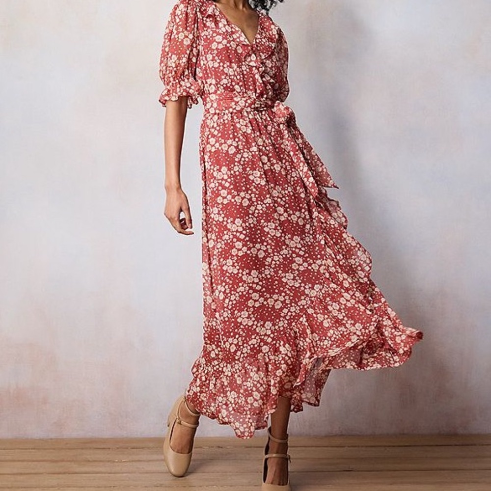 Floral Ruffled Wrap Dress - Picture 4 of 4